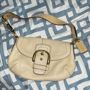 Coach Beige Pebbled Leather Soho Shoulder Bag